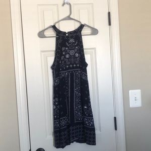 navy and white tank dress